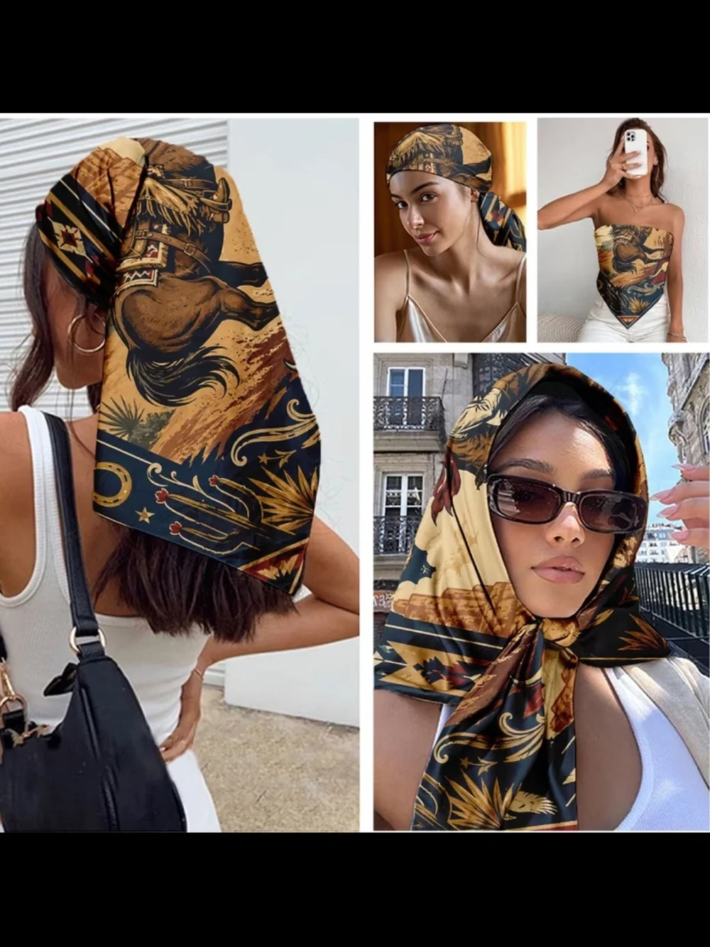 Western Cowboy Horse Scarf/Bandana - Ride ‘em Cowboy! 35”